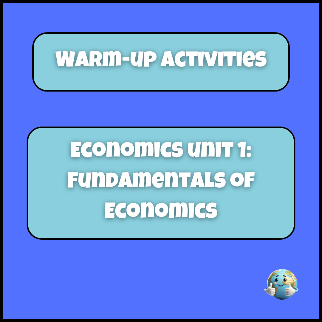 Cover of the Economics Unit 1 Warmups presentation.